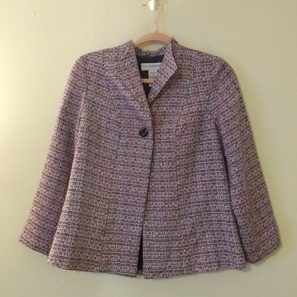 Sag Harbor Vintage Pink Tweed One Button Blazer Jacket Size 6 Petite - Picture 3 of 12